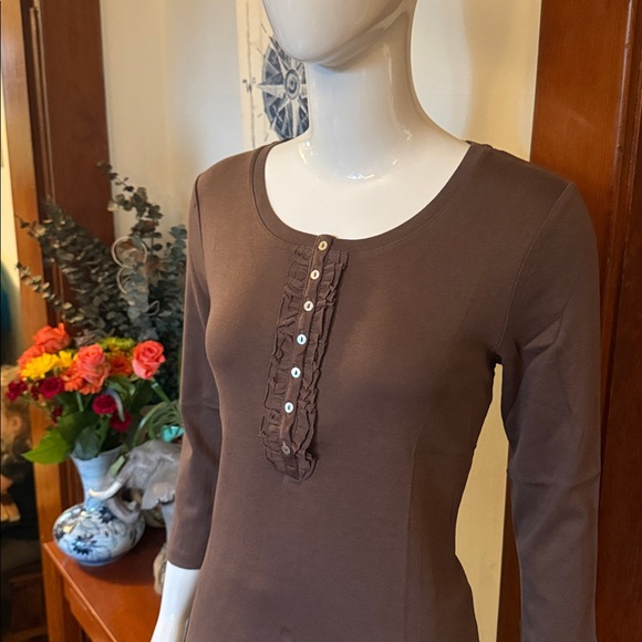 Northern Reflections Tops - NWT northern reflections size small cotton Brown Button-Front Women's Top
